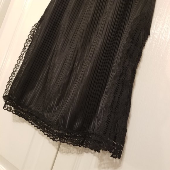 Vintage Molyclaire Lingerie Skirt Slip Slit Striped Lace Midi Length - Picture 9 of 11